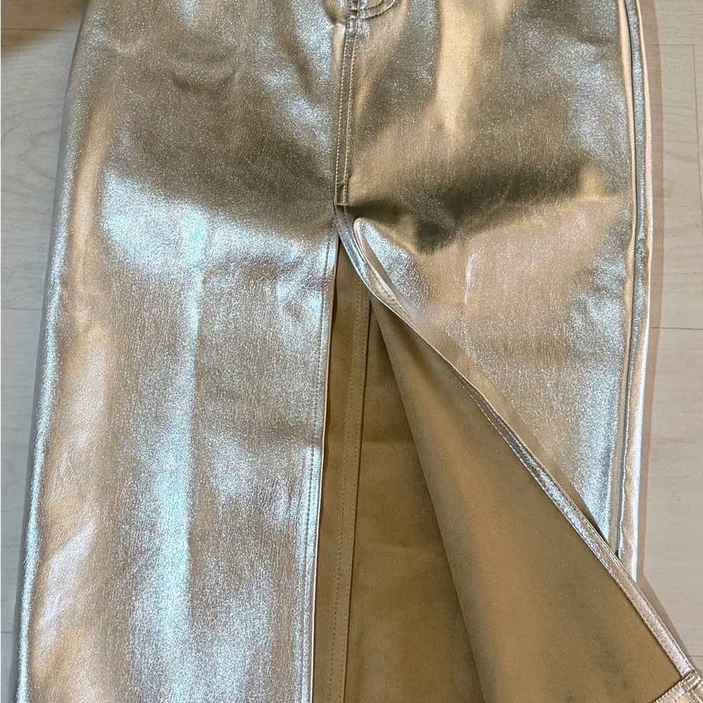 STAUD Metallic Silver Pencil Skirt - Picture 5 of 6